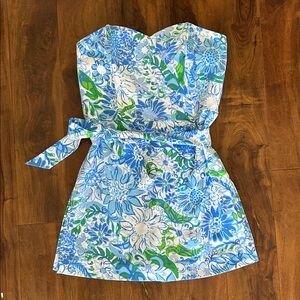 Lilly Pulitzer White Romper Dress Strapless with Pink Label